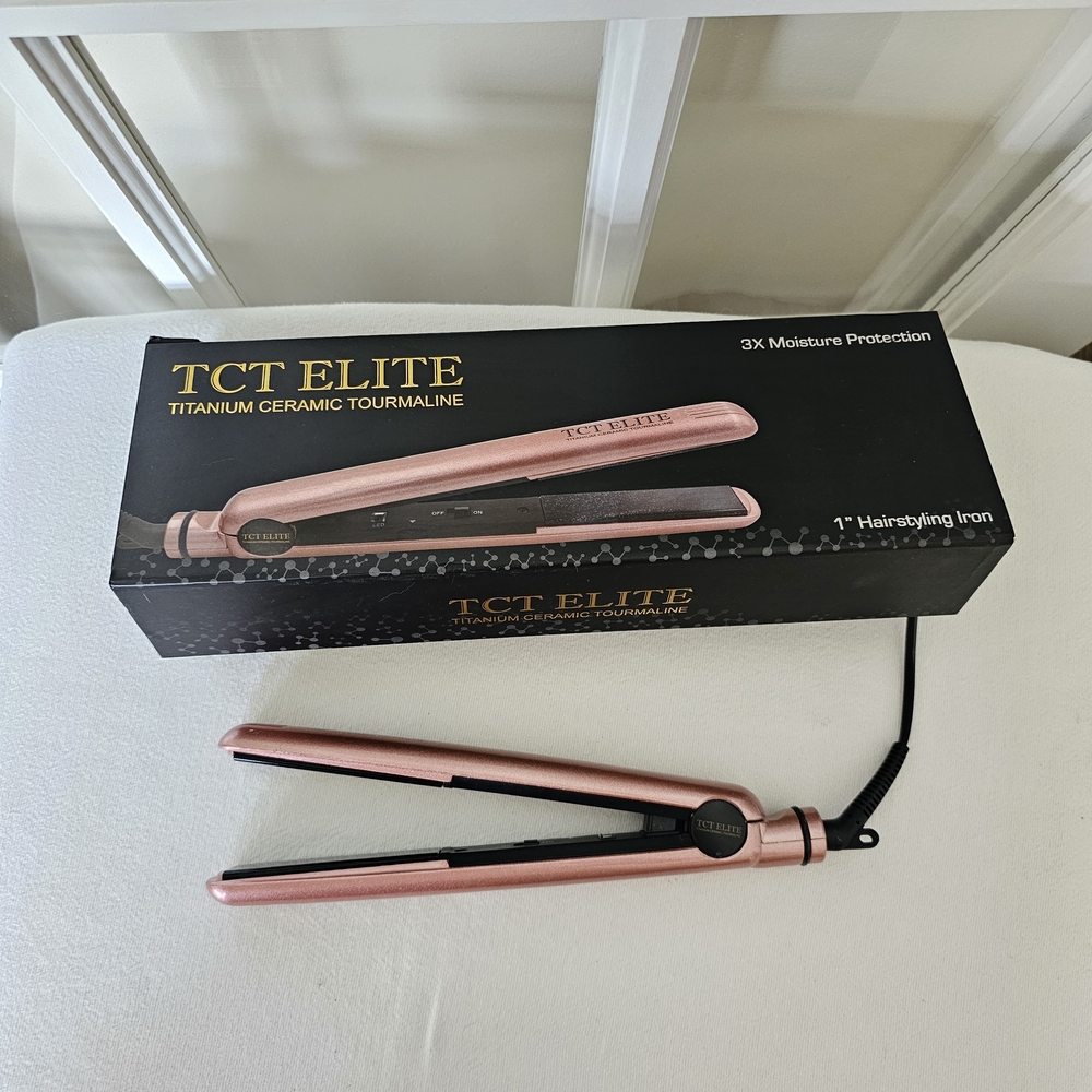 TCT Elite Hair Styling Flat Iron Titanium Ceramic Tourmaline with Box